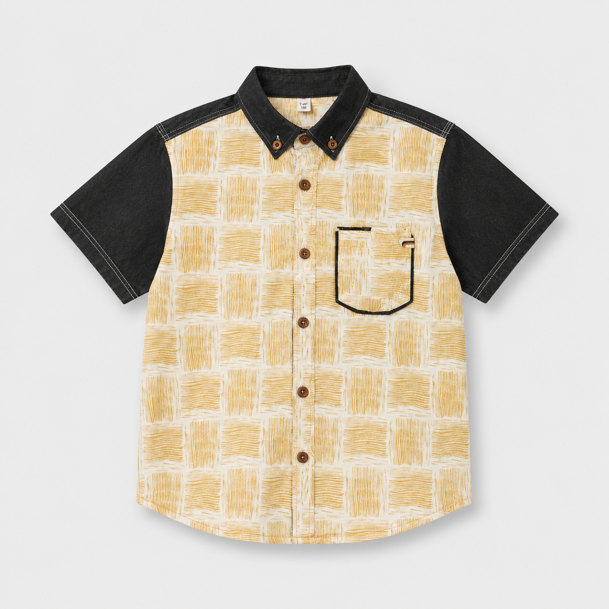 Mustard Checkered Short Sleeve Shirt for Boys