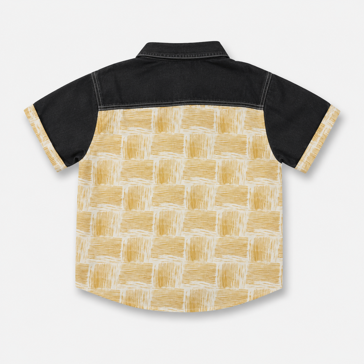 Mustard Checkered Short Sleeve Shirt for Boys